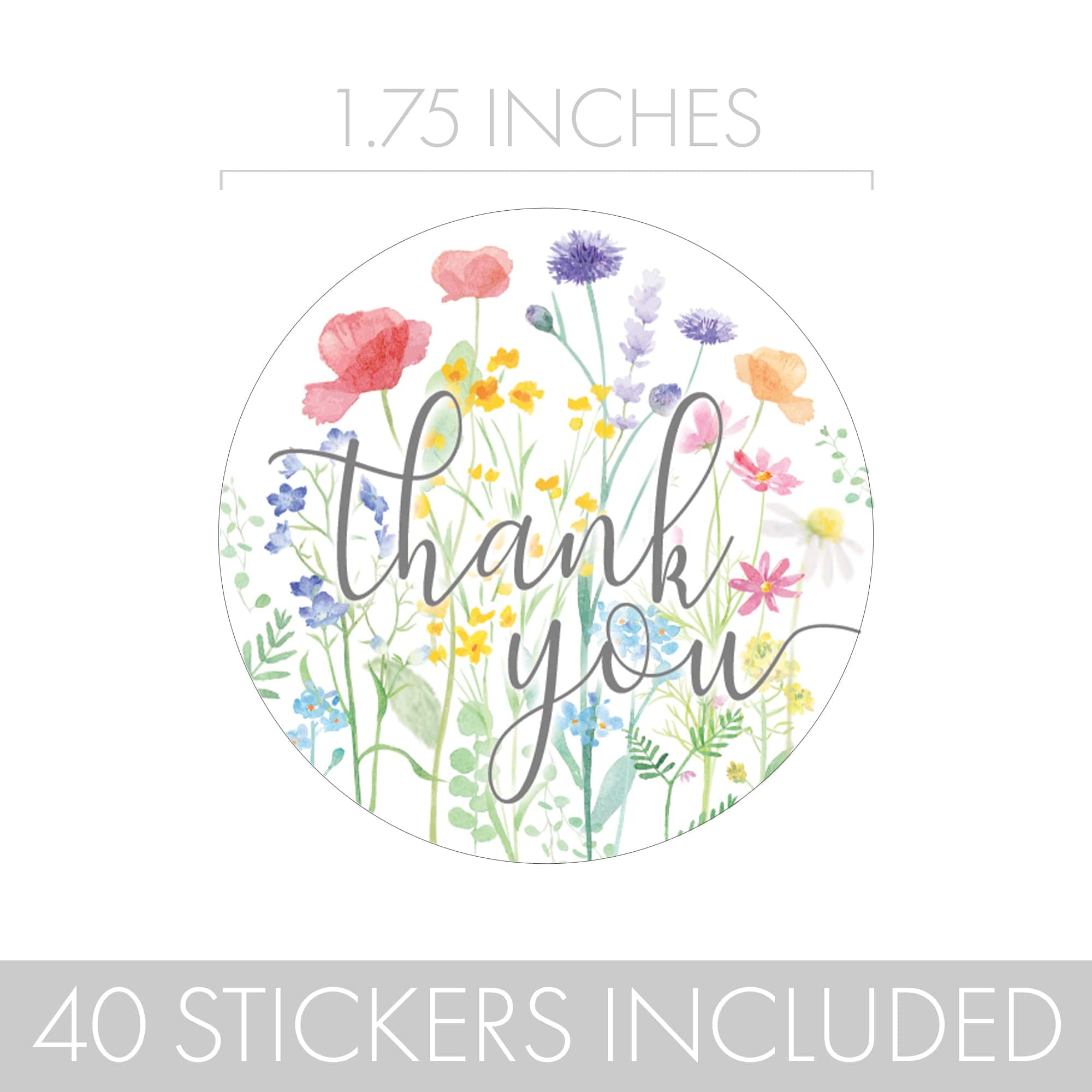 Little Wildflower: Baby Shower for Girl Thank You Stickers - 40 Floral Party Favor Stickers